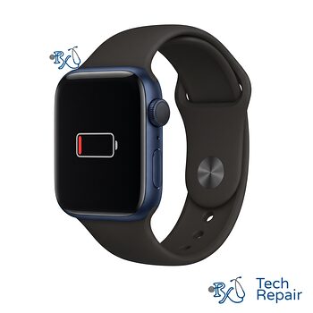 Apple Watch Series 6 Battery Replacement Apple Watch Series 6 showing an empty battery icon for battery replacement
