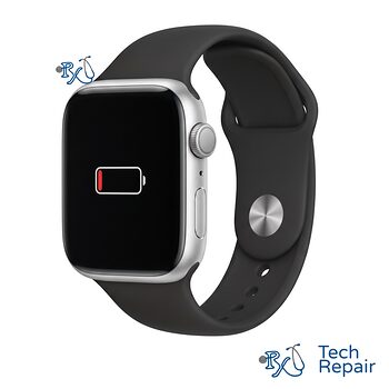 Apple Watch Series 9 showing an empty battery icon for battery replacement