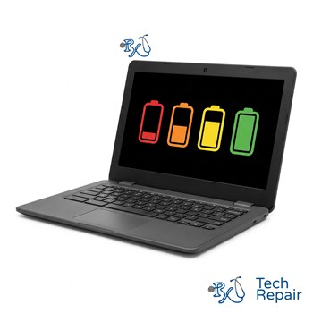 Chromebook screen showing battery icons from empty to full for a Chromebook battery replacement